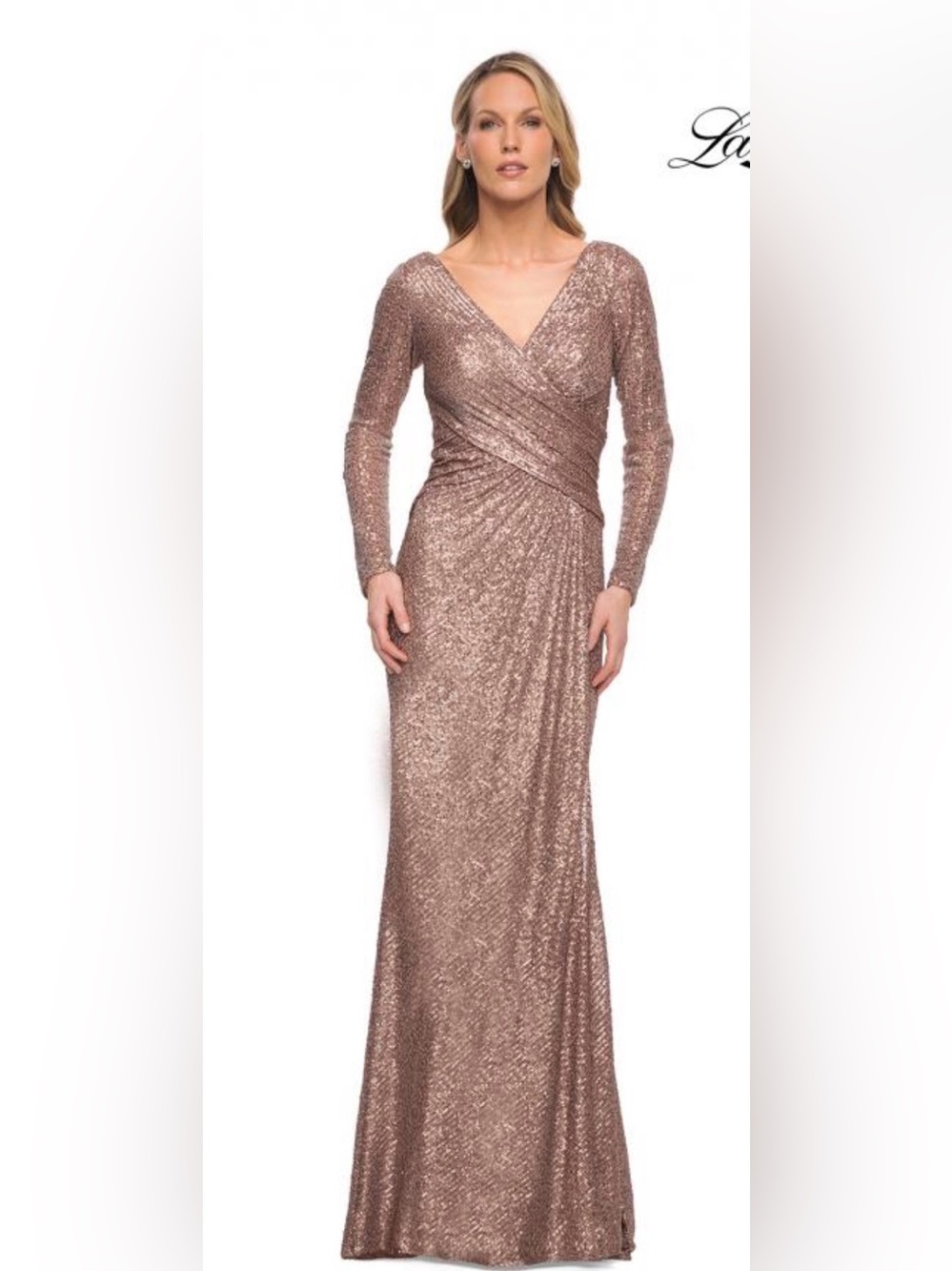 La Femme Maxi Sequined  Evening Dress